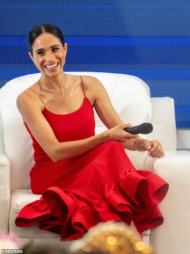 Meghan took center stage at the Women in Leadership panel event in Nigeria in May this year, which likely influenced her choice of a vibrant red dress by Nigerian designer Orire.