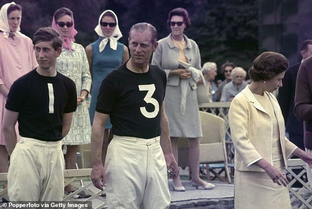 Prince Charles with his father Philip and Queen Elizabeth after a polo match in Windsor in 1967