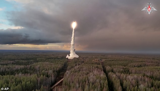 The exercises stretched across Russia, with launches of Yars intercontinental ballistic missiles from the Plesetsk Cosmodrome in the northwest (pictured) to the Kura test range in Kamchatka in the far east.