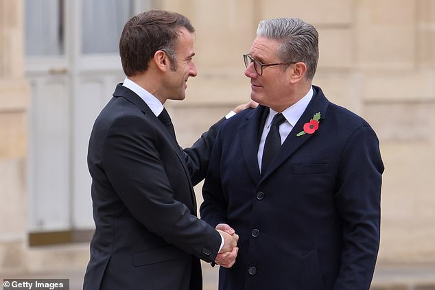 Keir Starmer and Emmanuel Macron today vowed to put Ukraine in the 'strongest possible position' during their talks following Donald Trump's election victory