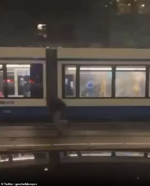 The fireworks were set off last night in an Amsterdam tram