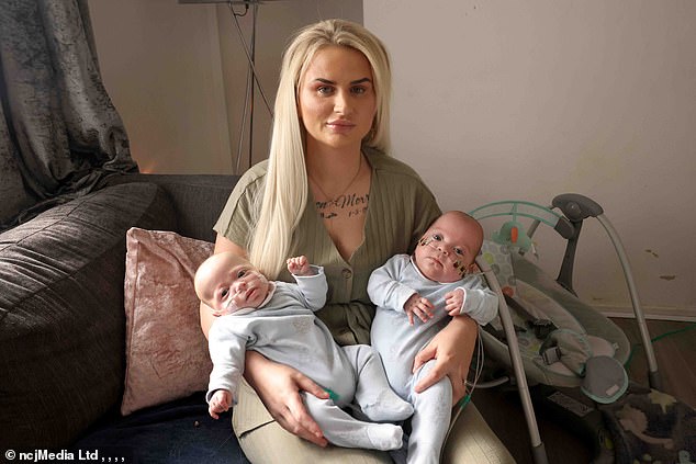 Mrs Morris pictured with her twin boys Aaron-Junior John Robson Morris (left) and Ambrose-Ayren Morris (right)