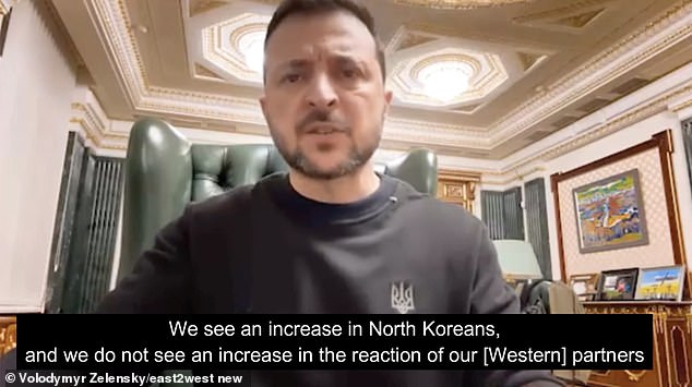 Ukrainian leader Volodymyr Zelensky accuses the West of ignoring the threat that 11,000 North Korean troops will attack his forces in the war zone