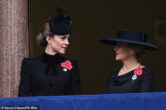 The Princess of Wales and the Duchess of Edinburgh watched from a balcony at the nearby headquarters of the Foreign, Commonwealth and Development Office in Whitehall