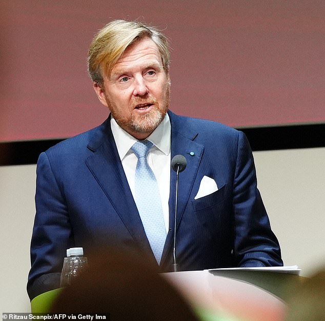 King Willem-Alexander speaks during his visit to Danish Industry in Copenhagen