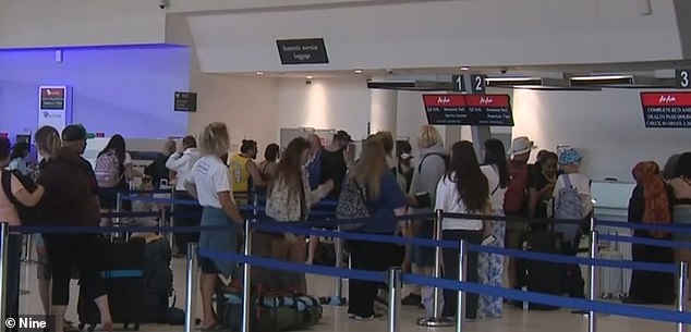 Holidaymakers stranded at Perth airport after Jetstar and Virgin Australia canceled their flights to Bali (pictured)