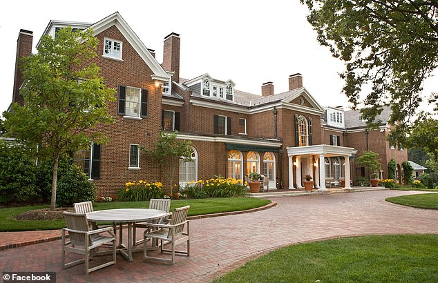 As Australian ambassador to the US, Mr Rudd lives in a palatial red-brick mansion (pictured) in leafy Woodley Park, just a ten-minute drive from the White House in the heart of Washington DC