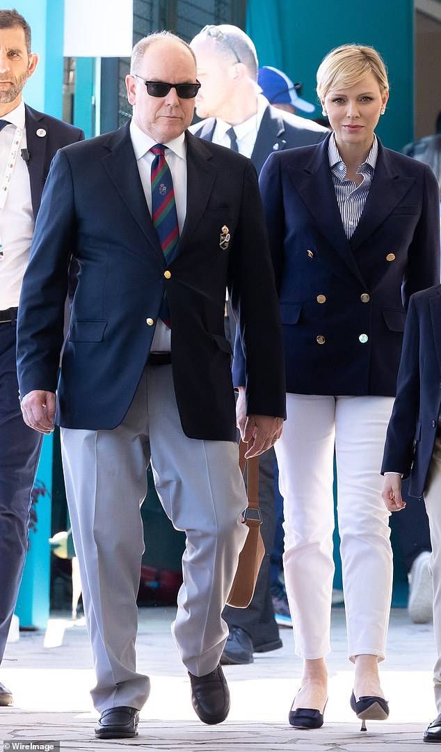 Princess Charlene of Monaco and her husband Prince Albert stepped out for the final match of the Rolex Monte-Carlo Masters tennis tournament this year in his 'n' hers blazers