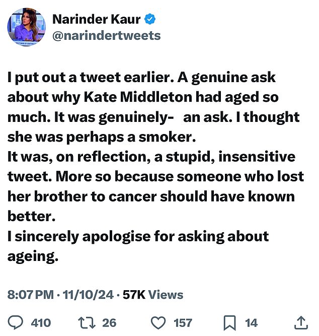 Ms Kaur's 'apology', which in reality was little more than a self-justifying rant