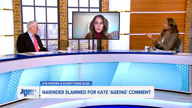 Mrs Kaur on TV tries to defend her 'aging' comment about the Princess of Wales