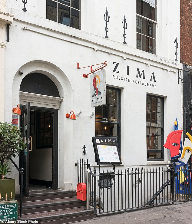 Pictured: Zima restaurant in Soho, London, which was owned by Zimin