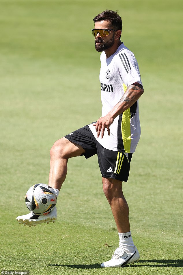 Kohli was also seen kicking with his teammates during a hot training session at the WACA