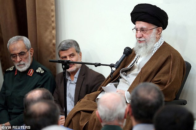 Iranian Supreme Leader Ayatollah Ali Khamenei speaks during a meeting in Tehran, October 23