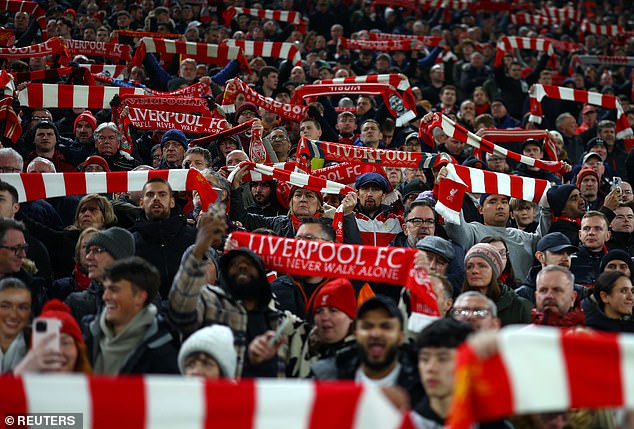 Liverpool fans (pictured) could be at risk of being hacked if they put club loyalty above cyber security. The researchers found that club names such as 'liverpool', 'chelsea' and 'arsenal' were all in the top 20 most common passwords in Britain