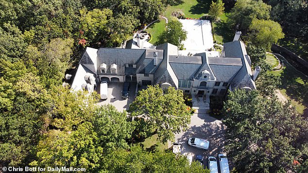 An aerial view of Kelce's home that he bought last year in the suburb of Leawood, Kansas