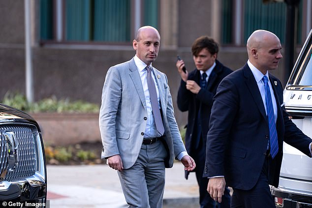 Stephen Miller arrives with President-elect Donald Trump's motorcade at the Hyatt Regency Capitol Hill on November 13, 2024 in Washington, DC.