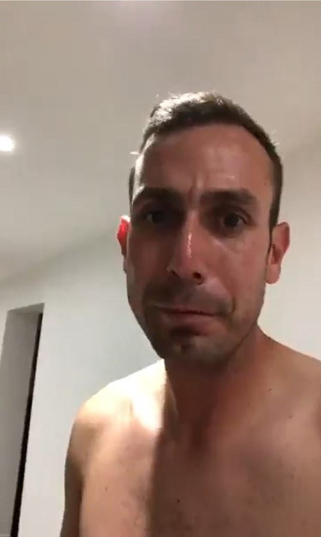 Coote (pictured topless in a separate video) has also been accused of making disparaging comments about Everton Football Club and the match between Coventry City and Oxford United.