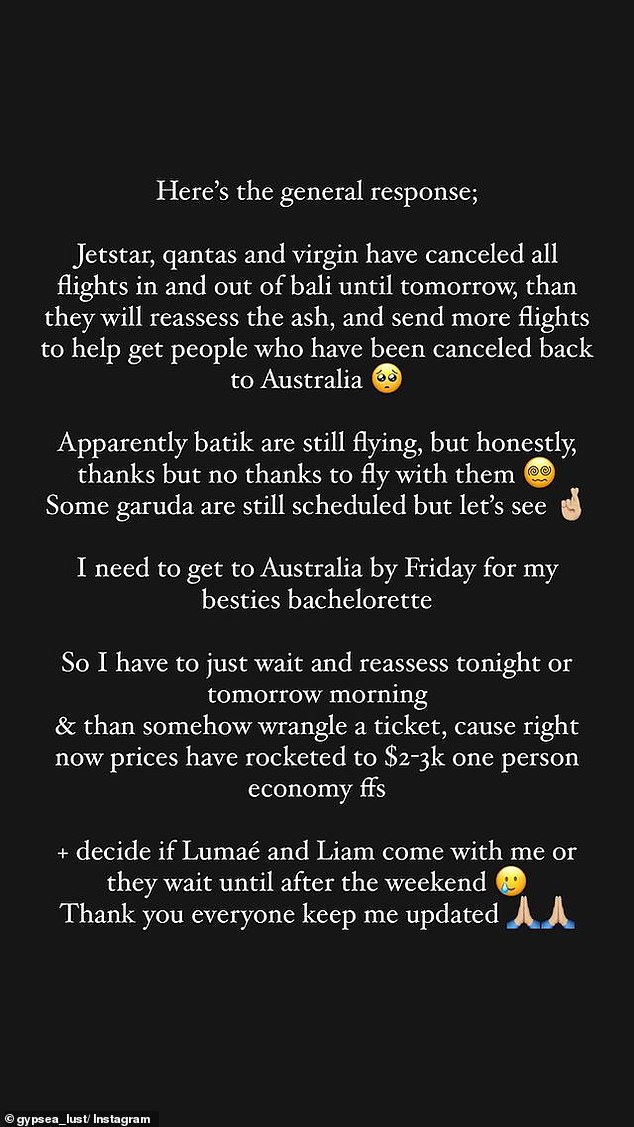 Lauren lives in Bali with her boyfriend Liam and their daughter Lumaé. They are currently unable to travel back to Australia after Jetstar and Virgin Australia canceled all flights due to ash clouds from Mount Lewotobi Laki-Laki in Indonesia