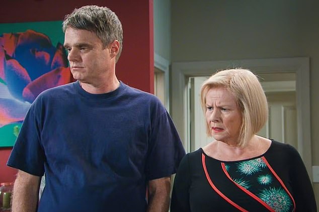 Damien Richardson (left) is pictured in a scene from the Australian soap opera Neighbours