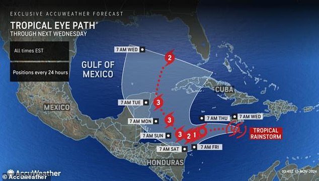 AccueWeather revealed that Sara could reach Florida next Wednesday