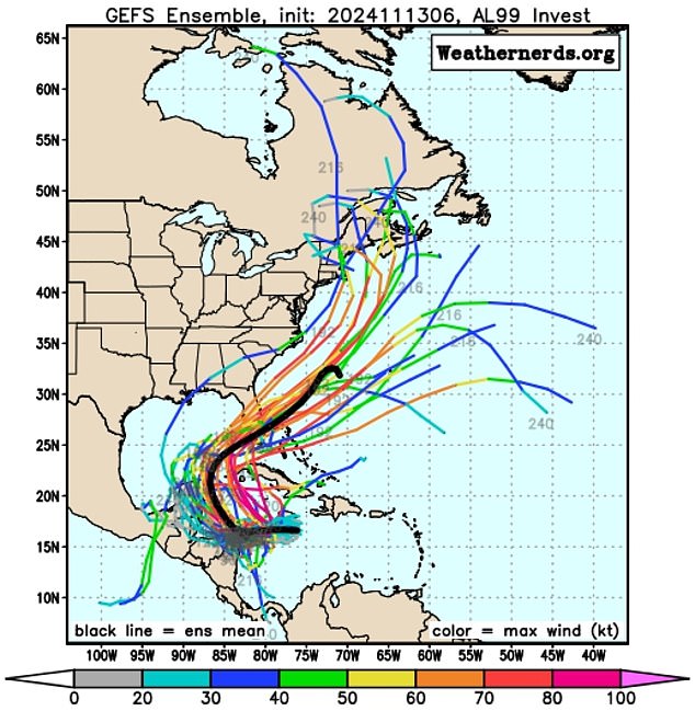 Meteorologists are monitoring several scenarios of the storm's path, but AccuWeather noted that one certainly shows Sara hitting 