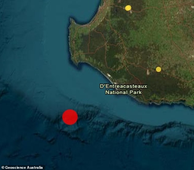 The earthquake struck the coast of the D'Entrecasteaux National Park, 315 km south of Perth