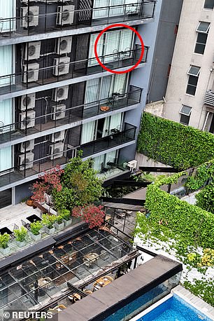 The hotel balcony in Buenos Aires where he fell