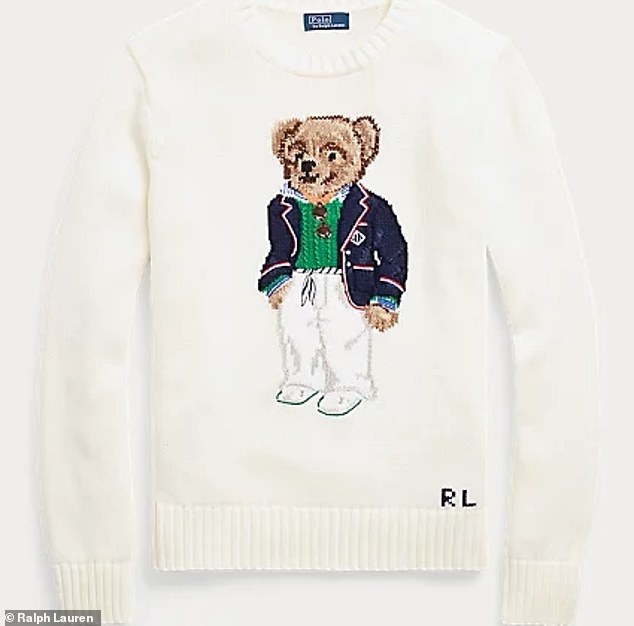 Elysia said Ralph Lauren's viral bear sweater, pictured above, is a more neutral option than the American flag sweater, which she said is more conservative