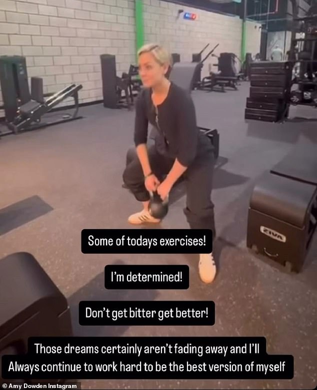 In one clip, Amy is seen lifting a kettlebell as she shared her ambitions for the future