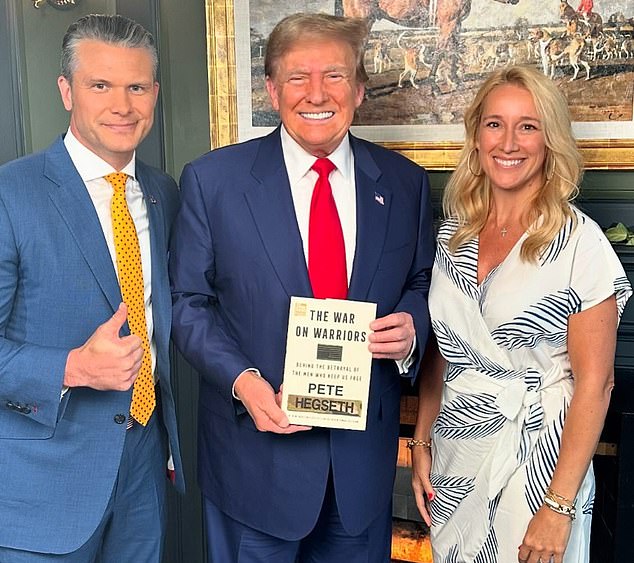 Hegseth and Rauchet joined Trump in promoting his book at the president-elect's golf course in Bedminster, NJ