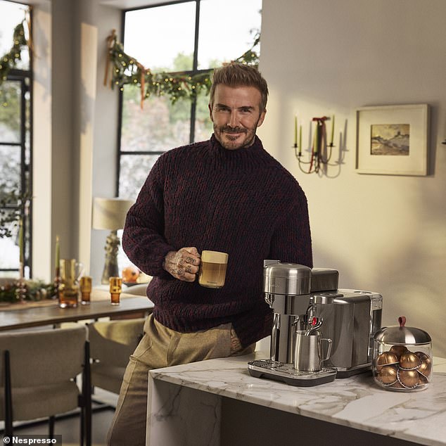 The footballer said: 'I had a great time making this festive film with Nespresso. I love this time of year, being with friends and family, having fun and making memories.”