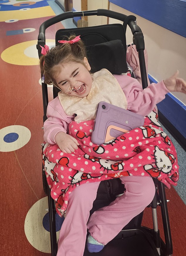 After the successful surgery, Iyla-Mae was put on blood thinners and anti-epileptic drugs for six months and began intensive rehabilitation, but she still has a long way to go