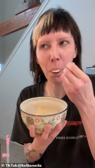 Another TikTok sensation named Kelita Rosita made her own version of dry yogurt and she was happier with the results