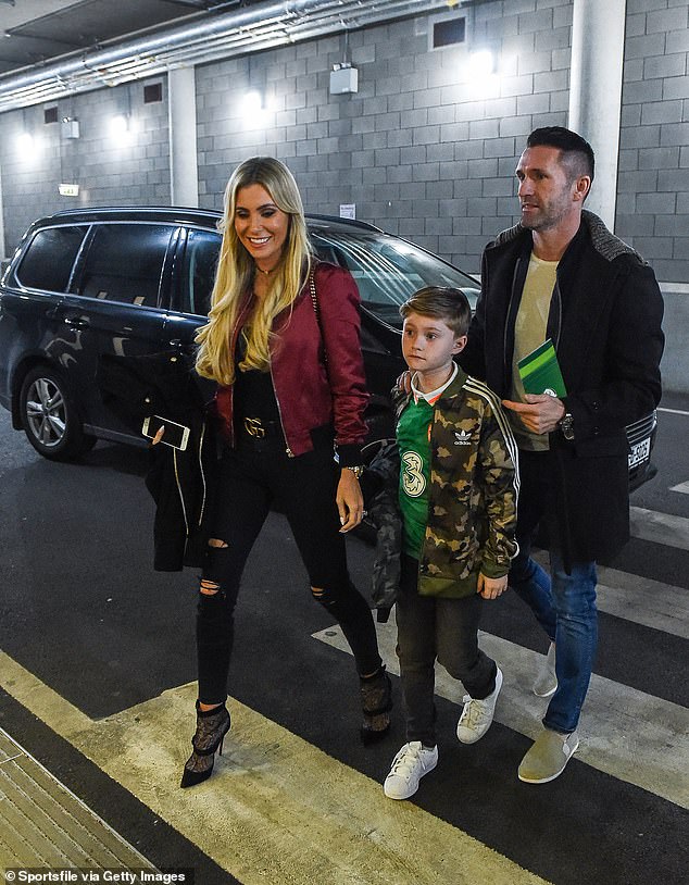 Claudine and Robbie Keane arrive at the Aviva Stadium in Dublin ahead of Ireland's World Cup qualifier against Wales in March 2017