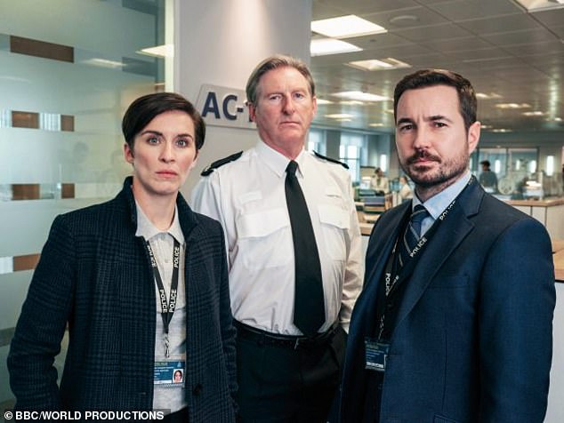 The Irish actor who plays Chief Inspector Ted Hastings has revealed that his character will have a new catchphrase. (seen with co-stars Martin Compston and Vicky McClure)