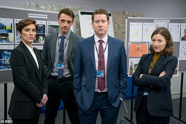 Just before Adrian's announcement, Vicky (pictured far left) awkwardly dodged questions about a new series of Line Of Duty being made when she appeared on This Morning