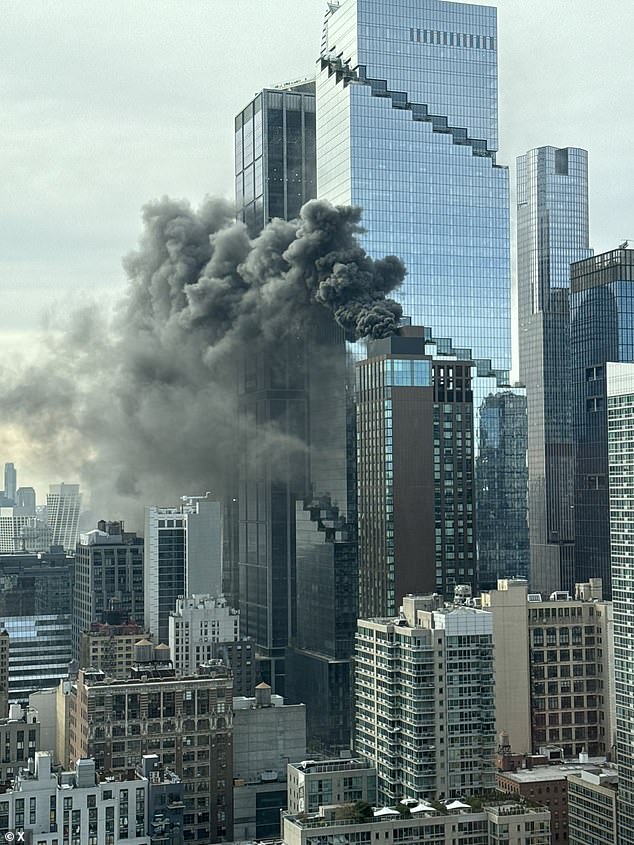 The fire was spotted from the roof of The Set, a luxury apartment complex in the Hudson Yards neighborhood