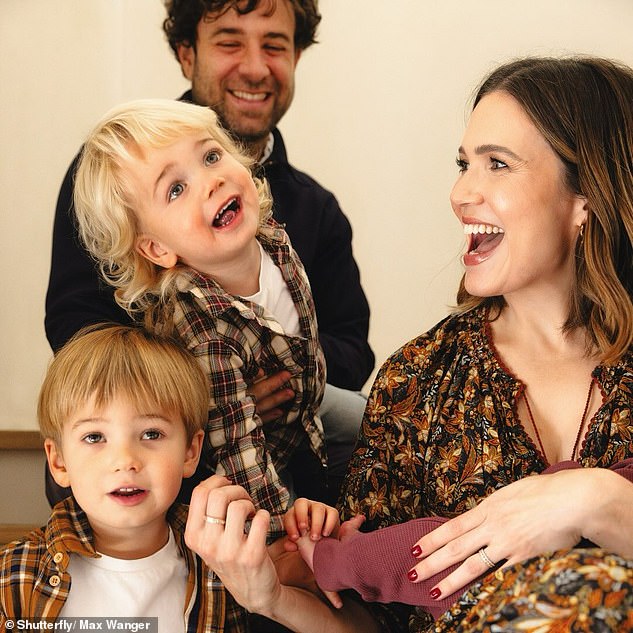 Moore and her husband have sons August, three, Oscar, two, and the newest addition, daughter Louise Everett, who was born in September.