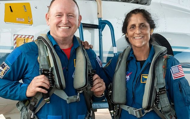 Sunita Williams and Barry Wilmore before their mission on June 5. Williams said she is now the same weight she was at launch