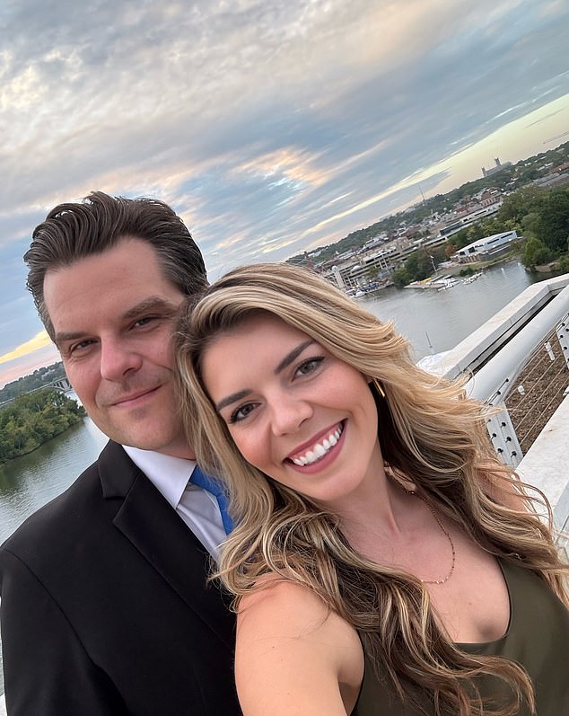 Gaetz and his wife Ginger pose on the roof of the Watergate Hotel in Washington, DC