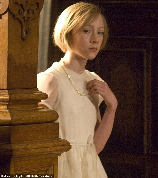 The 30-year-old shot to fame at the age of 13, earning an Oscar nomination for her role in Atonement alongside Keira Knightley and James McAvoy; Saoirse depicted in the film