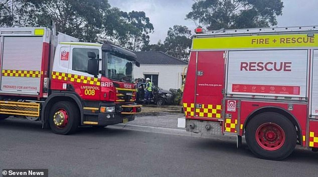 Emergency services (photo) rushed to the scene after two women became temporarily trapped in the vehicle. Both were taken to Liverpool Hospital with minor injuries