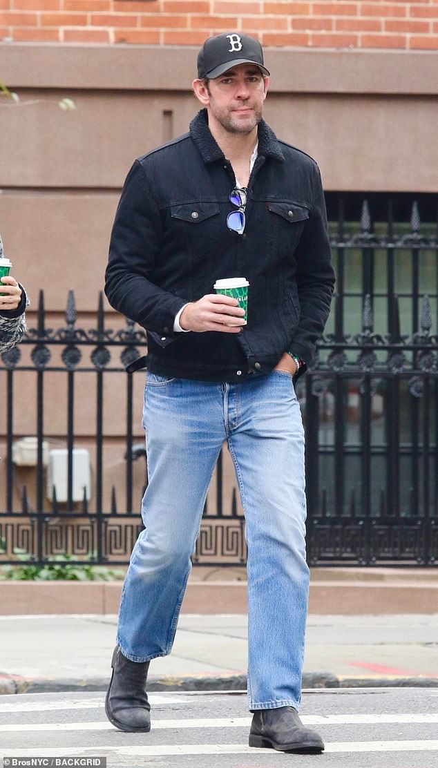 After dividing the internet with his win, the 45-year-old actor, best known for his role as Jim Halpert on NBC's The Office, was spotted grabbing a cup of coffee on Thursday morning.