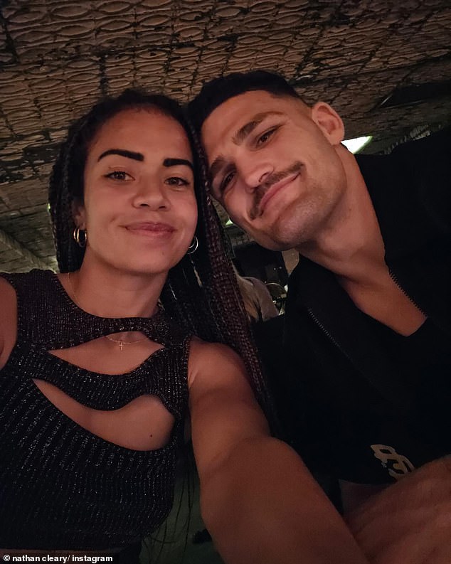 Fowler's post came as her boyfriend Nathan Cleary (pictured together) celebrated his 26th birthday half a world away from her