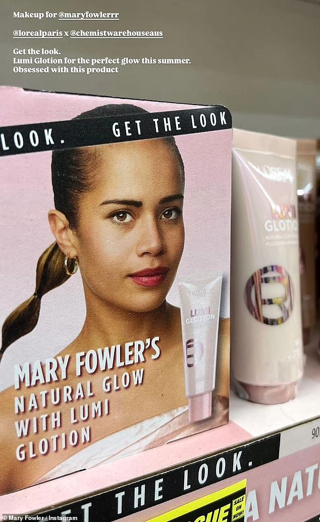 Fowler's ambassadorial role with cosmetics giant L'Oréal paid off as she showed her fans a new product with her image (pictured)