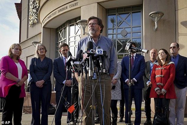 Bill Sherlach, husband of Mary, one of the Sandy Hook School shooting victims, speaks after jurors returned a $965 million dollar verdict against Alex Jones in 2022