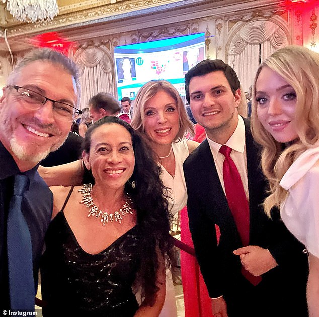 Maples partied the night away with her lookalike daughter, Tiffany (right), and her husband, Michael Boulos (second from right)