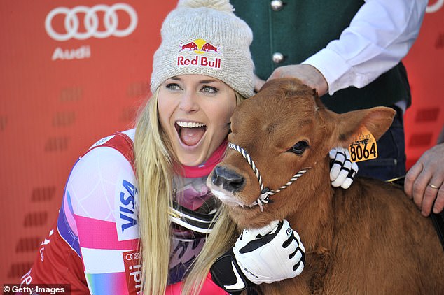 Among the other prizes she collected were a cow (pictured) and a goat she named Laura