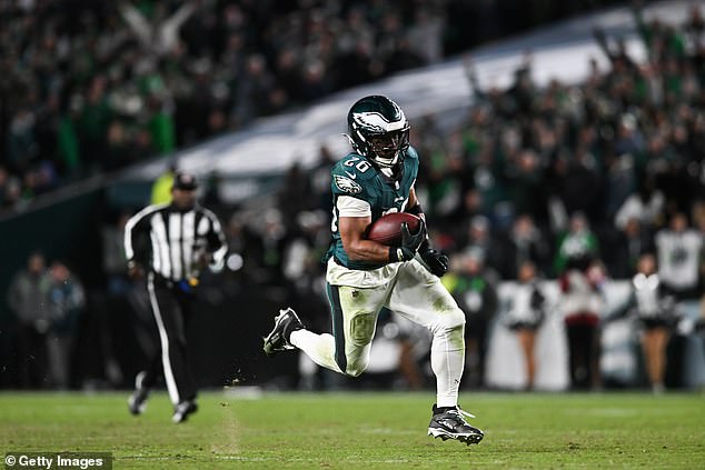 The running back totaled 198 yards and two touchdowns as Philly earned a crucial victory