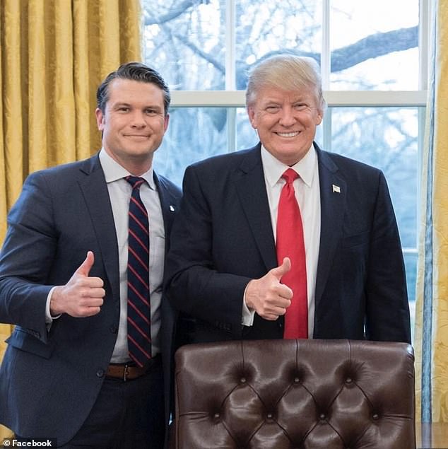 Pete Hegseth with Donald Trump in the Oval Office when Trump was president